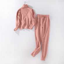 Load image into Gallery viewer, Autumn and Winter Explosions Sportswear High Collar Sweater Knit Pants Suit Casual Women's Two-piece Suit