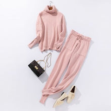 Load image into Gallery viewer, Autumn and Winter Explosions Sportswear High Collar Sweater Knit Pants Suit Casual Women's Two-piece Suit